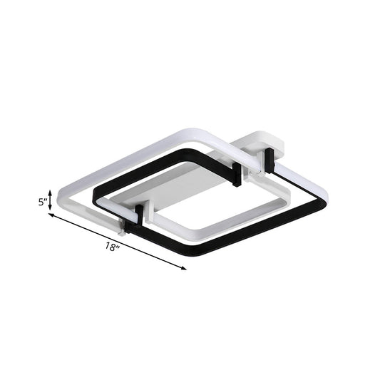 Contemporary Led Flush Ceiling Light: Round Edge Metal Black/White White/Warm Light - 18’/21.5