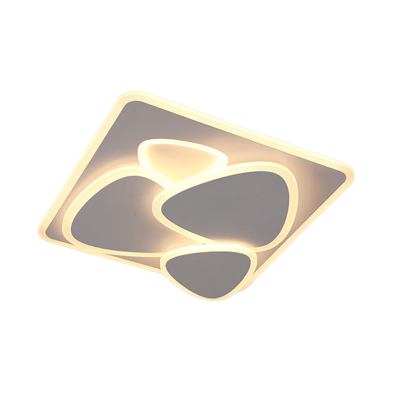 Modern Grey Flush Mount Led Ceiling Light With Overlapping Design In White/Warm - 19.5’/38’ Wide