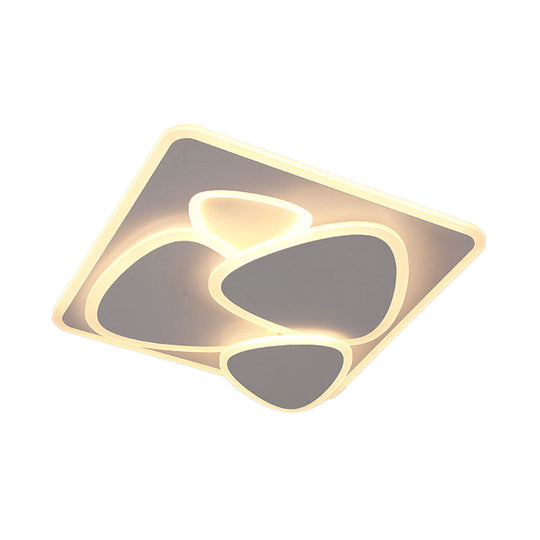 Modern Grey Flush Mount Led Ceiling Light With Overlapping Design In White/Warm - 19.5’/38’ Wide