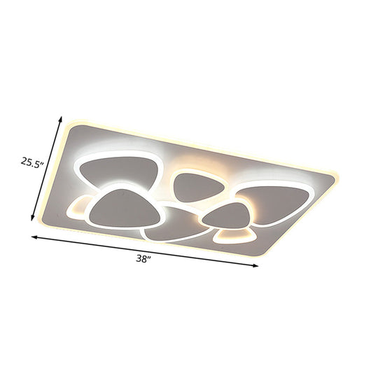 Modern Grey Flush Mount Led Ceiling Light With Overlapping Design In White/Warm - 19.5’/38’ Wide
