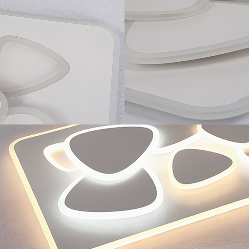 Modern Grey Flush Mount Led Ceiling Light With Overlapping Design In White/Warm - 19.5’/38’ Wide