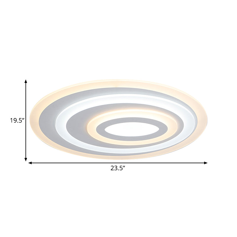 16/19.5/25.5 Wide Oval Acrylic Flush Lamp - Contemporary Led White Mount Ceiling Fixture Warm/White