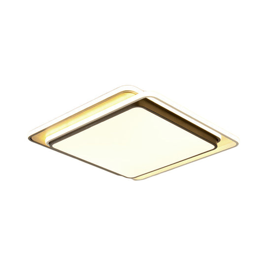 Modern Overlapping Square Flush Ceiling Light - Metal Led Black Mount Fixture White/Warm