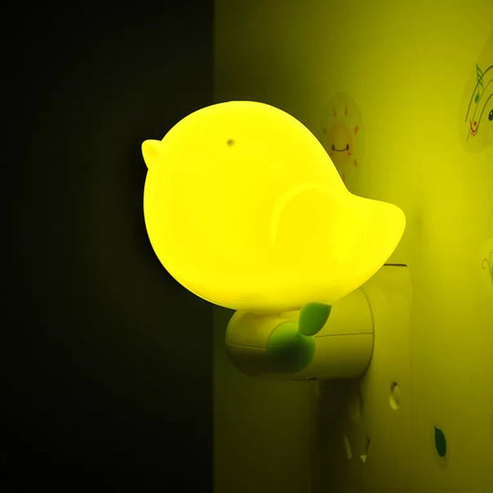 Fat Bird Led Night Light: Kindergarten Wall Light Plug-In Plastic Candy Colored
