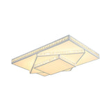 Contemporary Led Metal 3 - Tiered Square Flush Ceiling Mount Light - White/3Rd Gear