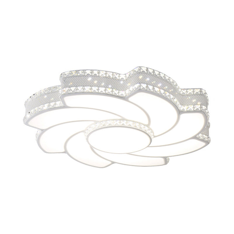 Modern Led Flower Metal Flush Ceiling Light Fixture White/Warm 19’/23.5’ Wide