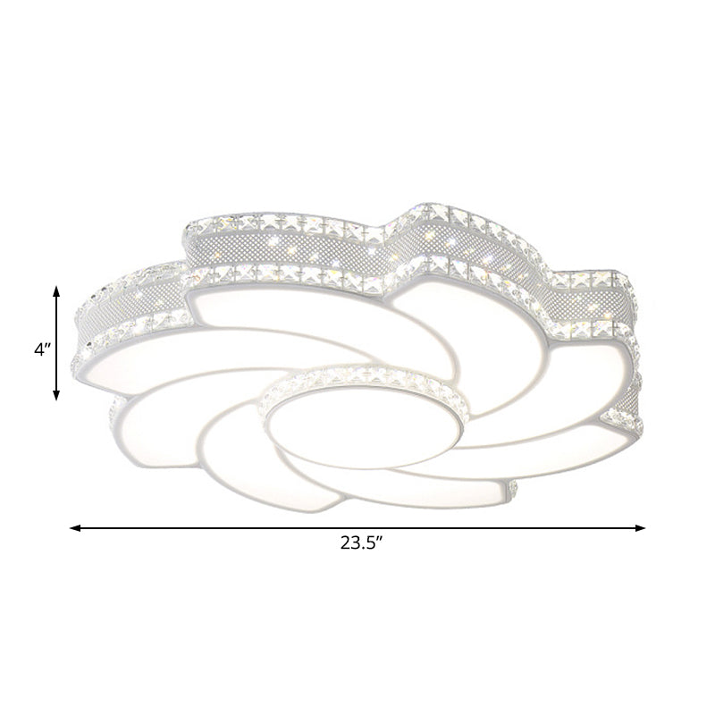 Modern Led Flower Metal Flush Ceiling Light Fixture White/Warm 19’/23.5’ Wide