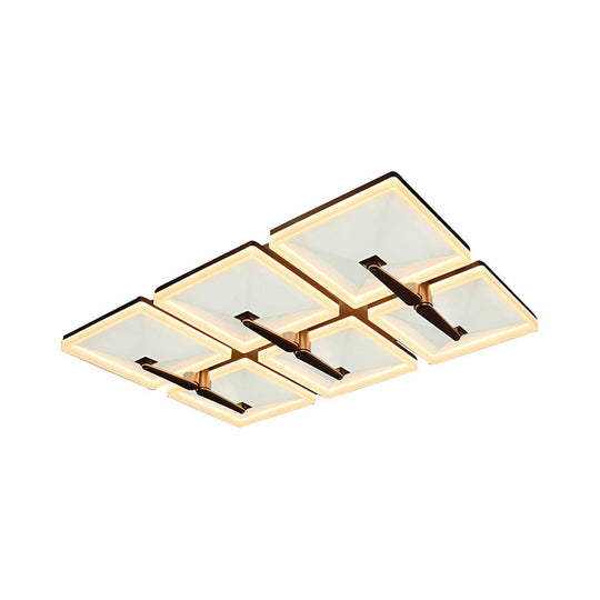 Minimalist Metal Led Ceiling Light Fixture With Splicing Square Design - 2/4/6 Heads Third Gear