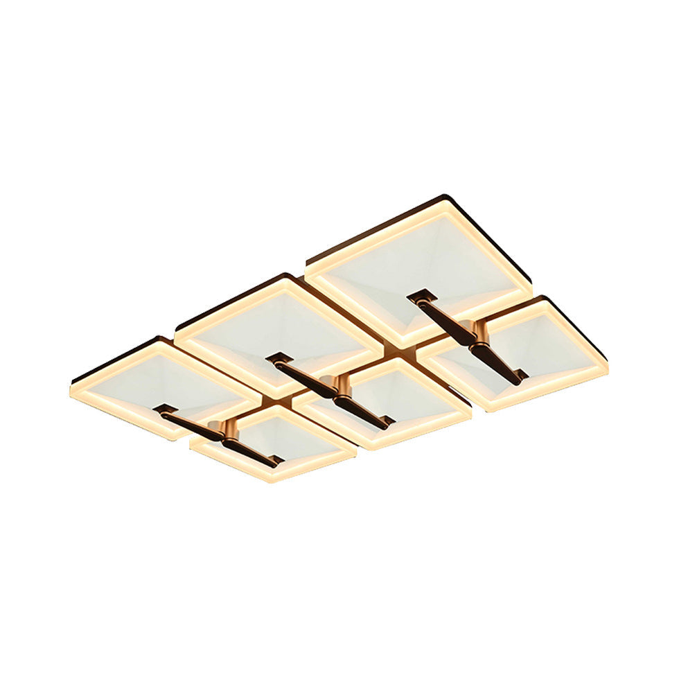 Minimalist Metal Led Ceiling Light Fixture With Splicing Square Design - 2/4/6 Heads Third Gear
