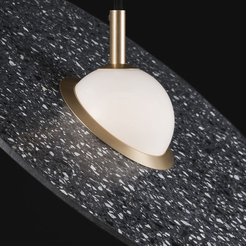 Ufo Shaped Pendant Lamp Modern Concrete 1 Light Black/White/Pink Hanging Ceiling