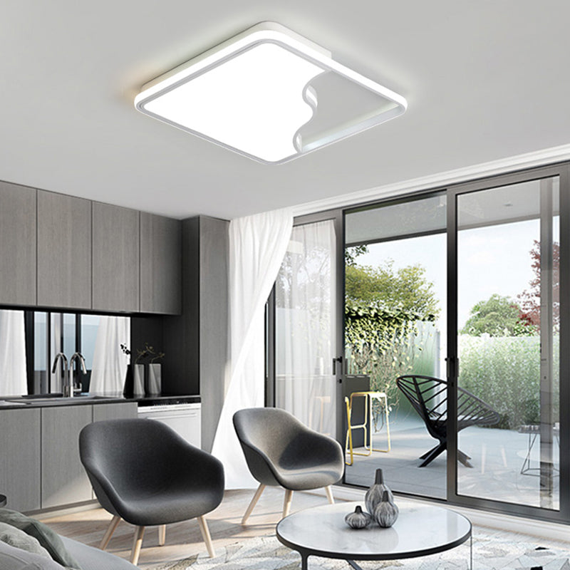 Modern Led Ceiling Light Fixture For Bedroom - Simple Acrylic Design Black/White 16/19.5/35.5 W