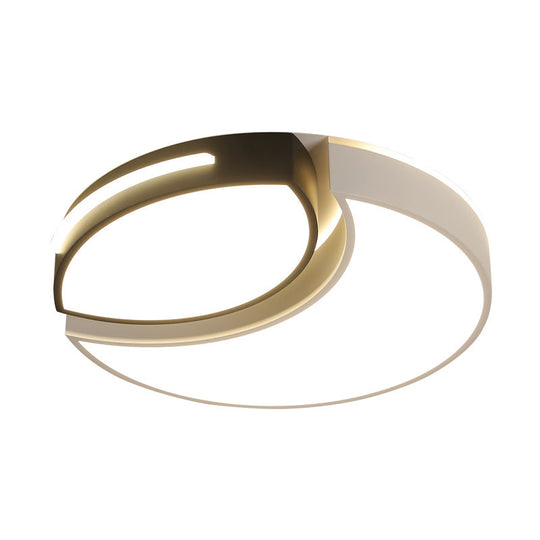 Modern Led Flush Mount Bedroom Ceiling Light In Black And White With Warm/White Lighting