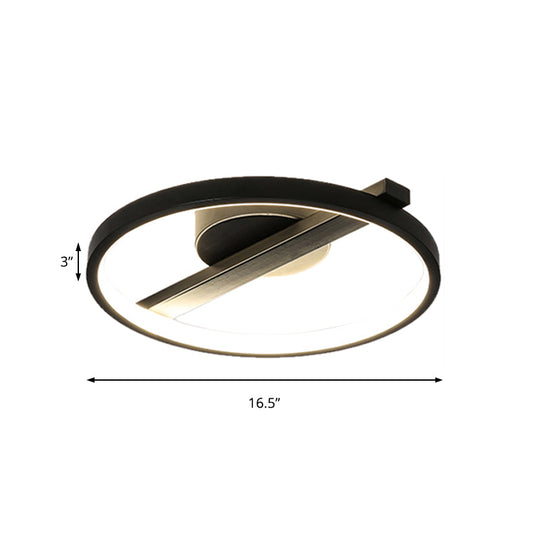 Modern Acrylic Ring Flush Mount Ceiling Light In Black/White/Blue For Living Room - Warm/White