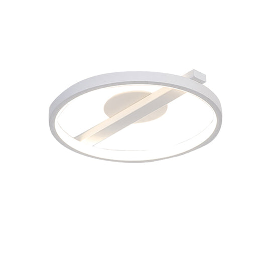 Modern Acrylic Ring Flush Mount Ceiling Light In Black/White/Blue For Living Room - Warm/White