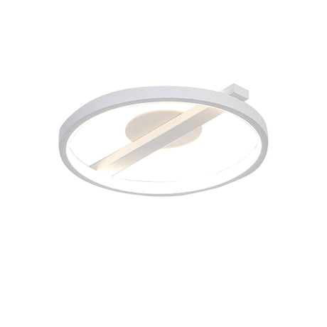 Modern Acrylic Ring Flush Mount Ceiling Light In Black/White/Blue For Living Room - Warm/White