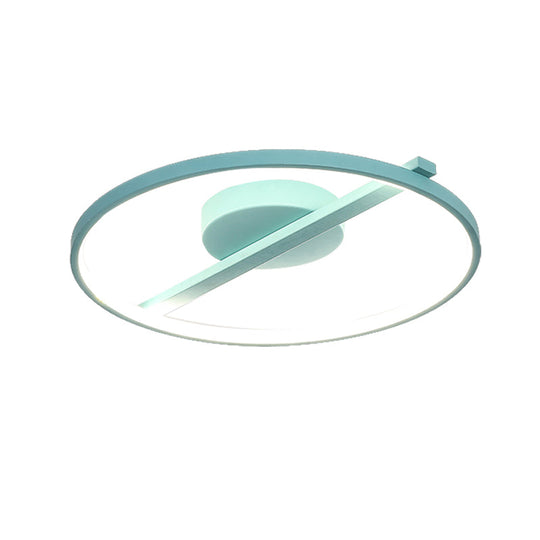 Modern Acrylic Ring Flush Mount Ceiling Light In Black/White/Blue For Living Room - Warm/White