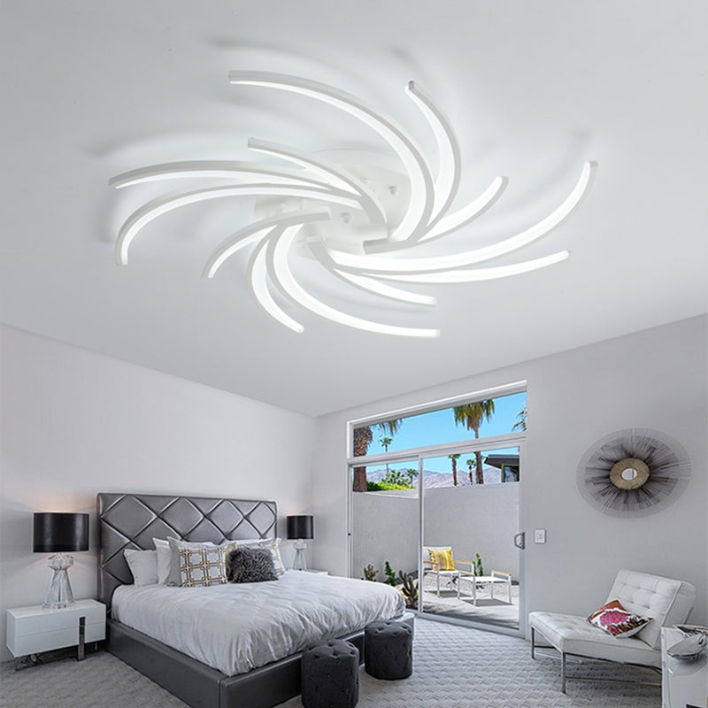 Modern Swirl Flush Mount Lamp - Acrylic Ceiling Fixture With 3/4/5 Lights For White Bedroom