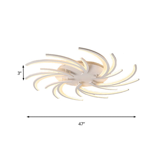 Modern Swirl Flush Mount Lamp - Acrylic Ceiling Fixture With 3/4/5 Lights For White Bedroom