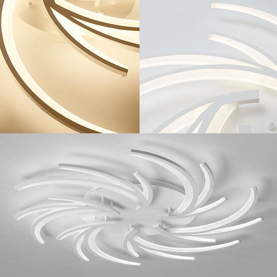 Modern Swirl Flush Mount Lamp - Acrylic Ceiling Fixture With 3/4/5 Lights For White Bedroom