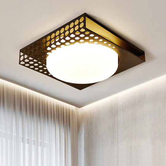 Iron Square Flush Mount Ceiling Light With Acrylic Shade In Nordic White/Black For Warm/White