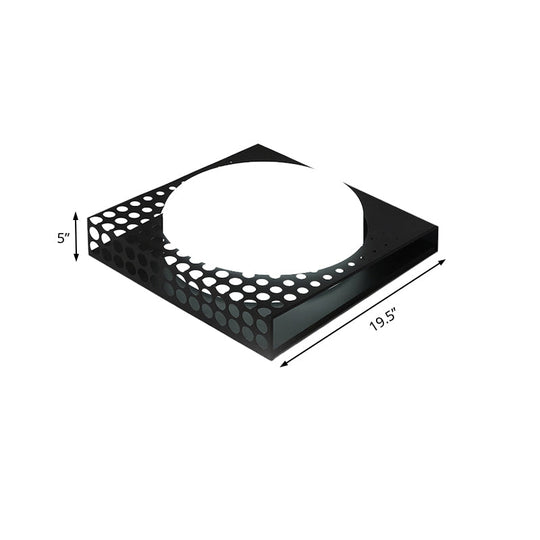 Iron Square Flush Mount Ceiling Light With Acrylic Shade In Nordic White/Black For Warm/White