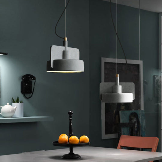 Geometric Industrial Cement Pendant Light - Grey/Beige/Pink 1-Light 6’/8’/9’W