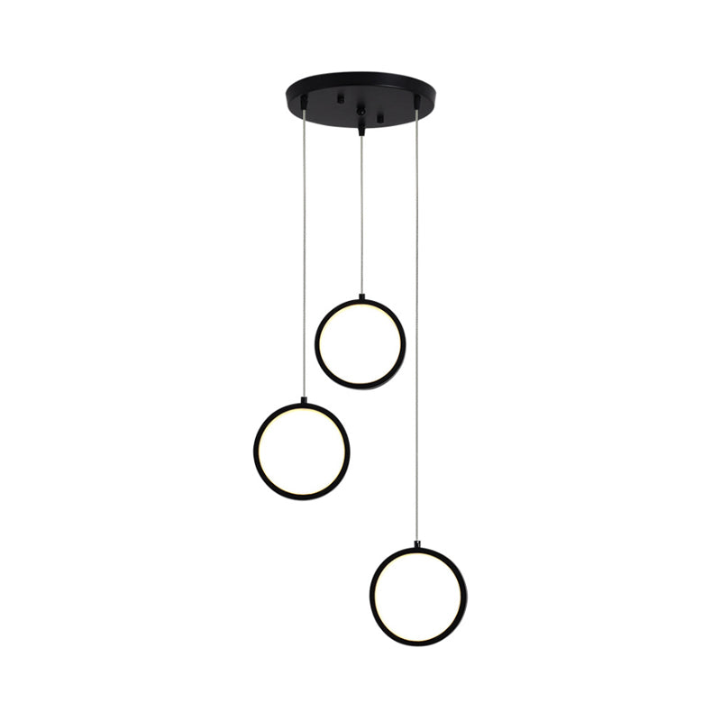 Modern Acrylic Cluster Pendant With 3 Lights Warm/White Lighting And Round/Linear Canopy -