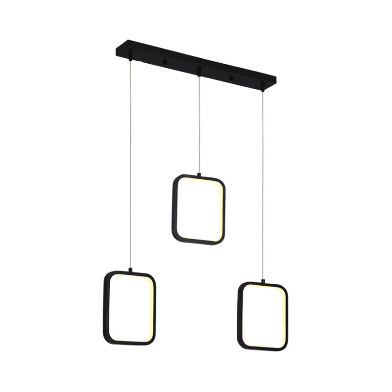 Modern Acrylic Pendant Light With 3 Lights Black/White Finish Square/Circle Cluster Design