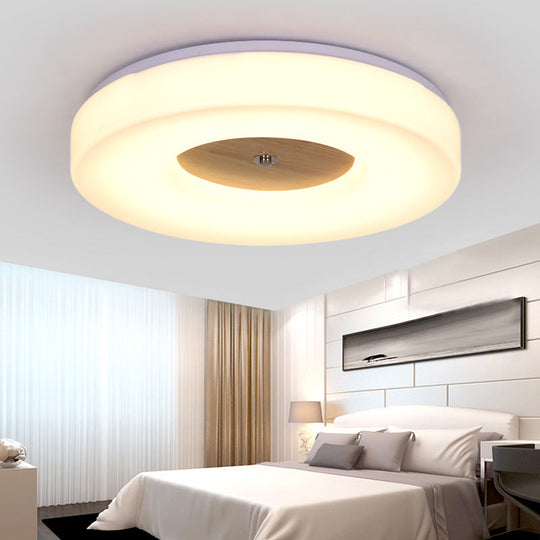 Modern Flush Ceiling Light - Wood And Acrylic Construction Led 8/13/15/19 Wide Warm Lighting Ideal