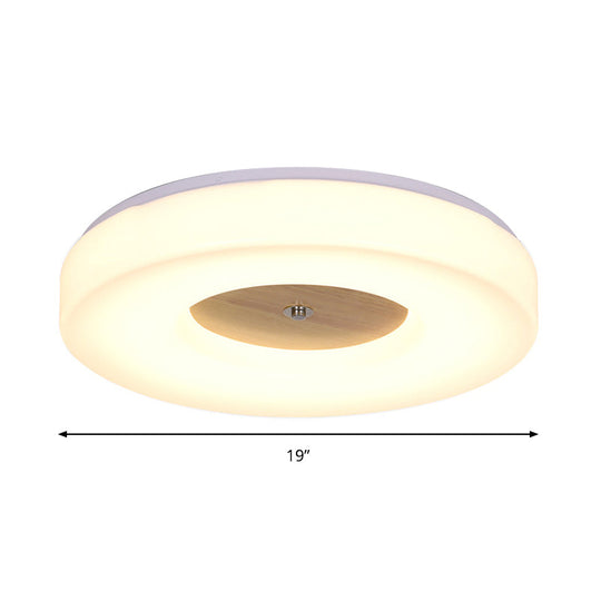 Modern Flush Ceiling Light - Wood And Acrylic Construction Led 8’/13’/15’/19’ Wide Warm