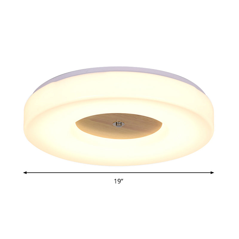 Modern Flush Ceiling Light - Wood And Acrylic Construction Led 8/13/15/19 Wide Warm Lighting Ideal