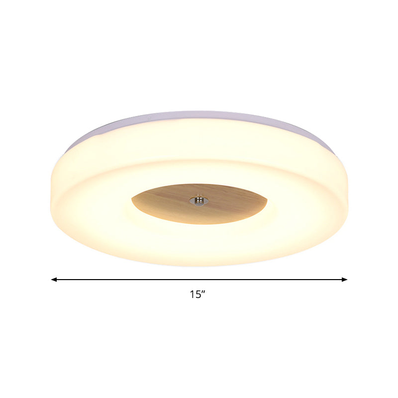 Modern Flush Ceiling Light - Wood And Acrylic Construction Led 8/13/15/19 Wide Warm Lighting Ideal