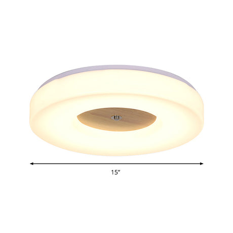 Modern Flush Ceiling Light - Wood And Acrylic Construction Led 8/13/15/19 Wide Warm Lighting Ideal