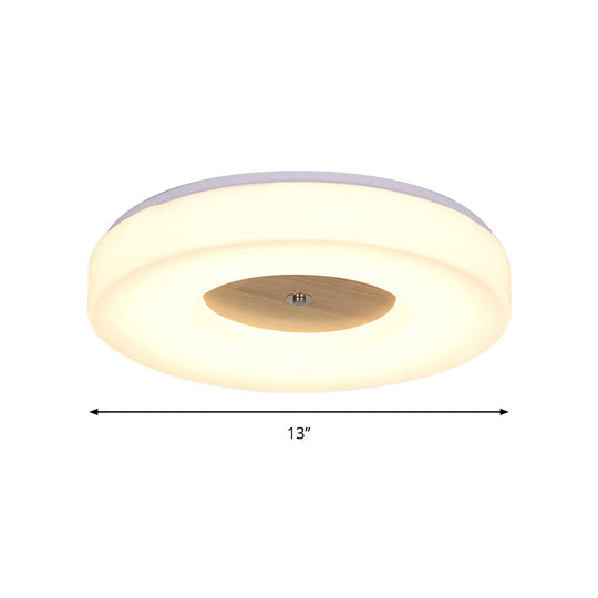 Modern Flush Ceiling Light - Wood And Acrylic Construction Led 8/13/15/19 Wide Warm Lighting Ideal