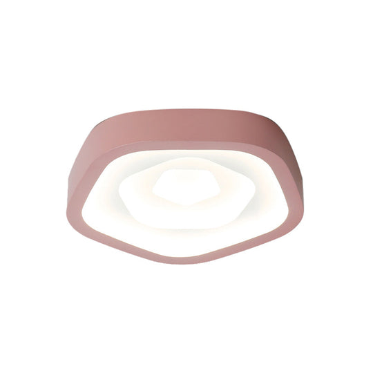 Nordic Style Led Flush Mount Bedroom Ceiling Light With Rose Shade - Perfect For Kids
