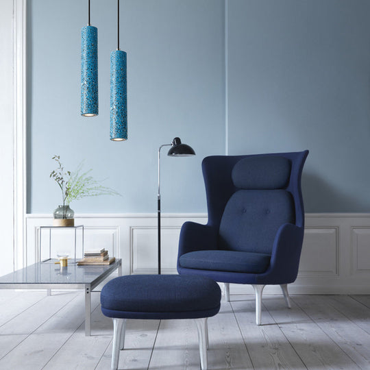 Nordic Concrete Pendant Light - 1-Light Black/White/Yellow Suspension