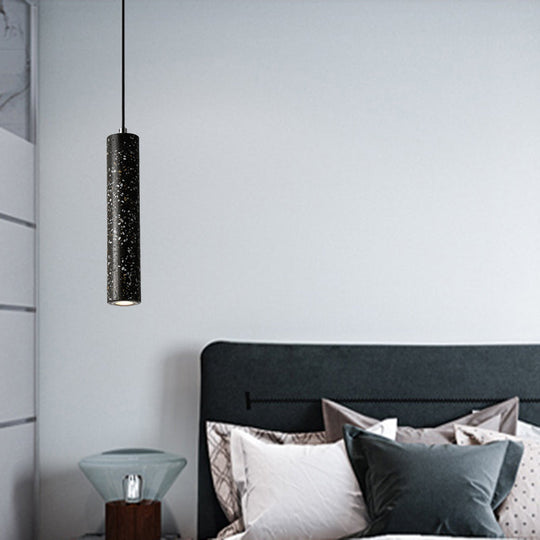 Nordic Concrete Pendant Light - 1-Light Black/White/Yellow Suspension