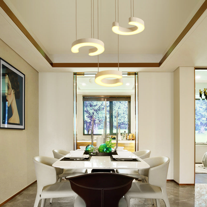 C-Shaped Led Pendant Lamp Kit - Minimalist Metal Design With Warm/White Light And Round/Linear