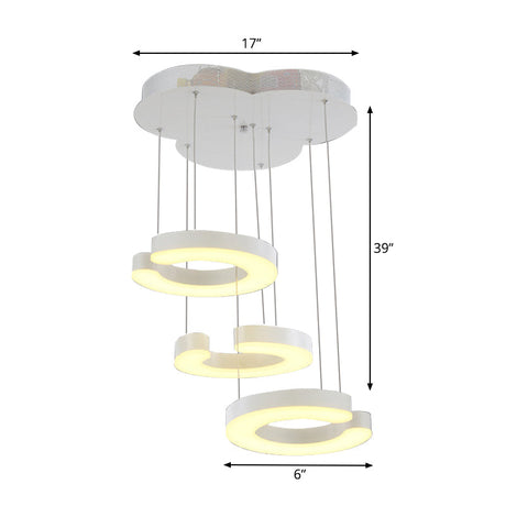 C-Shaped Led Pendant Lamp Kit - Minimalist Metal Design With Warm/White Light And Round/Linear