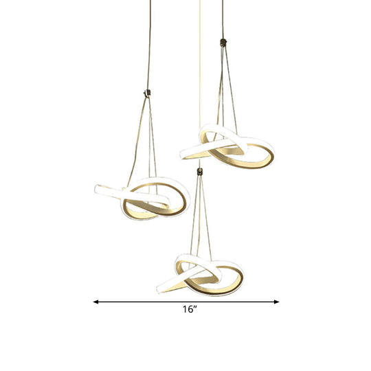 Twisting Island Led Pendant Ceiling Light - 3/4 Heads Acrylic Warm/White