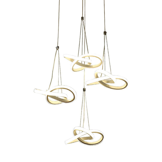 Twisting Island Led Pendant Ceiling Light - 3/4 Heads Acrylic Warm/White