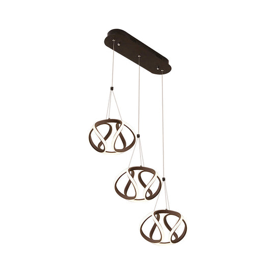 Modern Waving Acrylic Island Pendant Light: Brown Hanging Ceiling Light With Adjustable Cords
