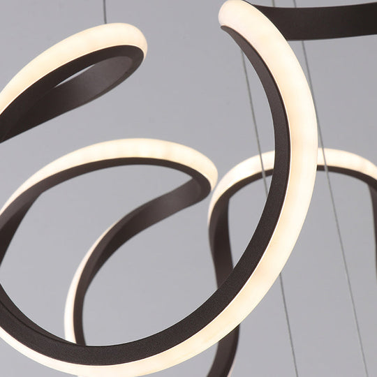 Modern Waving Brown Pendant Light: Acrylic Island Ceiling Lamp With Adjustable Cords