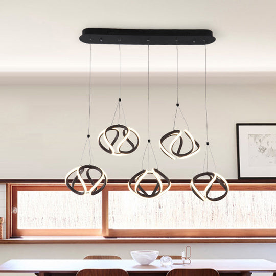 Modern Waving Acrylic Island Pendant Light: Brown Hanging Ceiling Light With Adjustable Cords