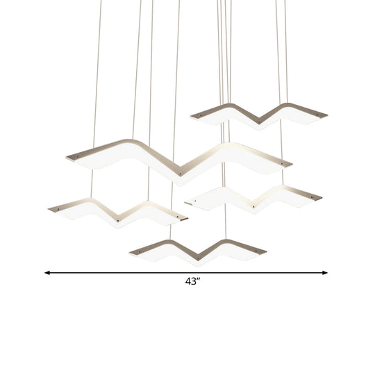 Seagull Multi Light Pendant Led Hanging Lamp In Elegant White Acrylic Shade - Choose From 2 3 4 Or