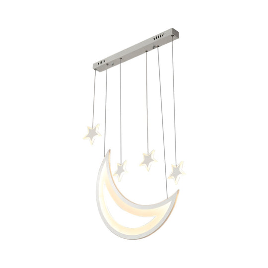 Modern Acrylic Led Ceiling Light With Moon And Stars Design - Perfect For Dining Room Kitchen