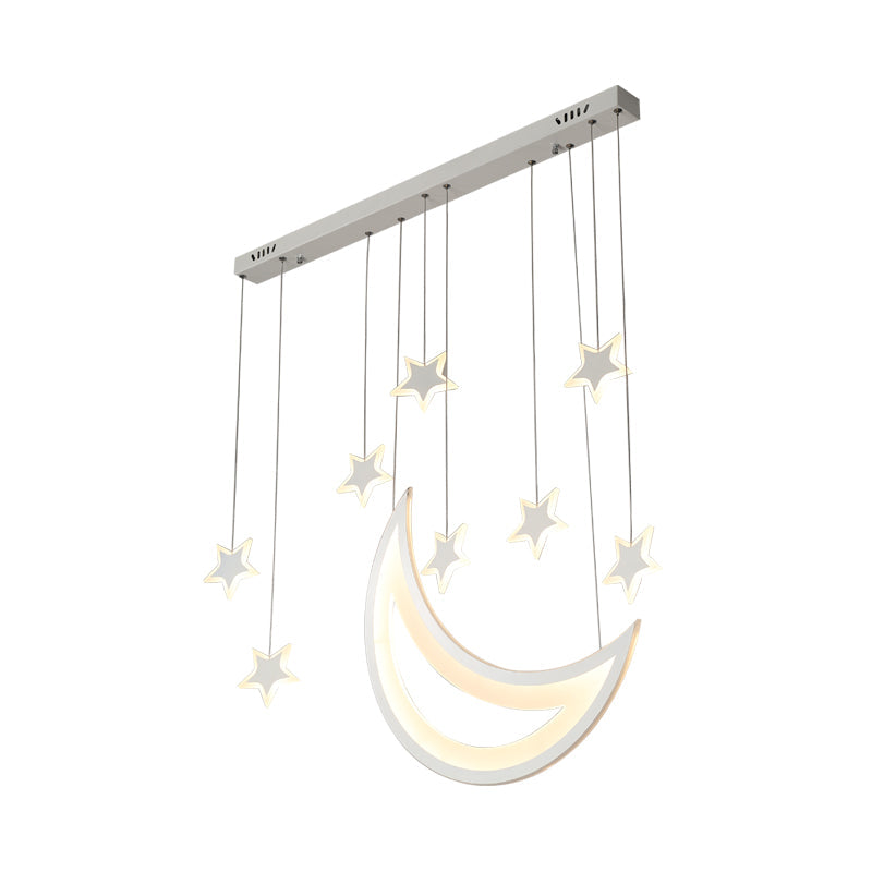Modern Acrylic Led Ceiling Light With Moon And Stars Design - Perfect For Dining Room Kitchen