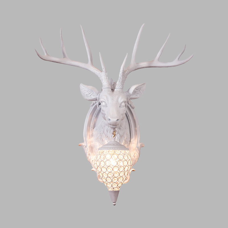 Deer Shaped Wall Mounted Light With Hand-Cut Crystal Shade - Cottage Style Sconce 1 Bulb