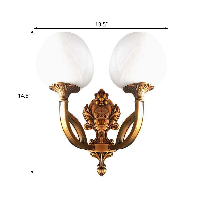 Tulip White Glass Wall Sconce - 1/2-Bulb Living Room Lighting Fixture
