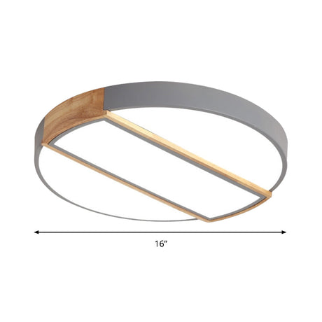 Nordic Circle Led Flush Mount Light - Acrylic Diffuser 12/16/19.5 Width Ceiling Lamp In